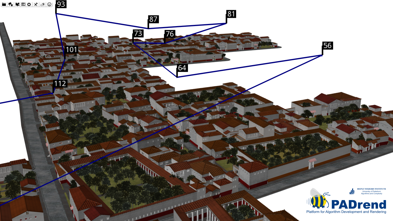 Rendering of Pompeii and a camera path